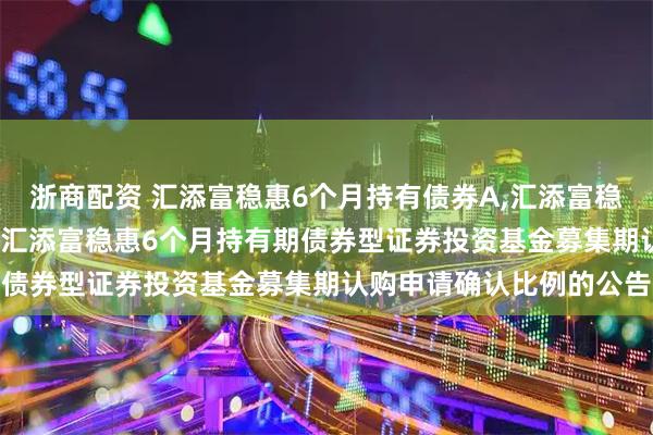 浙商配资 汇添富稳惠6个月持有债券A,汇添富稳惠6个月持有债券C 关于汇添富稳惠6个月持有期债券型证券投资基金募集期认购申请确认比例的公告